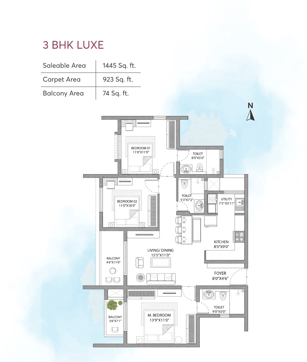 Sparkle Atmos Unit plan - 923 sq.ft.