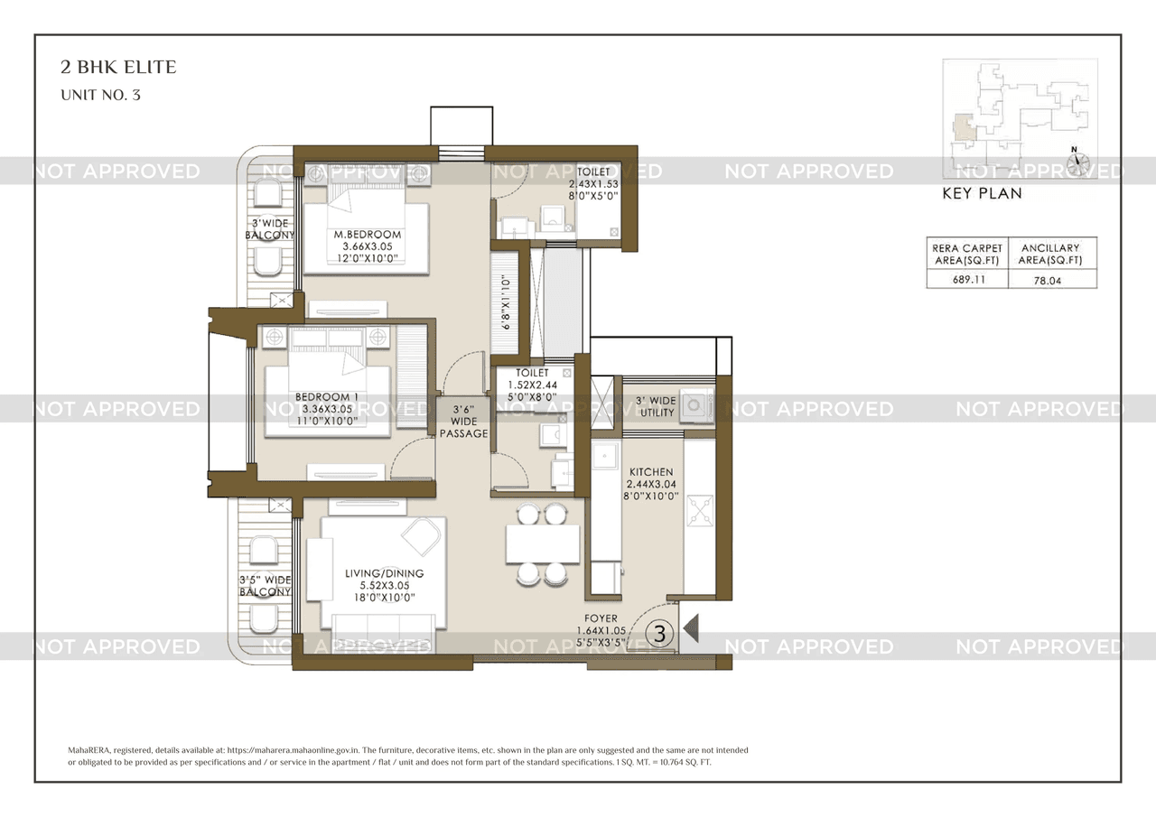 L&T Island Cove Tower 4 Unit plan - 767 sq.ft.