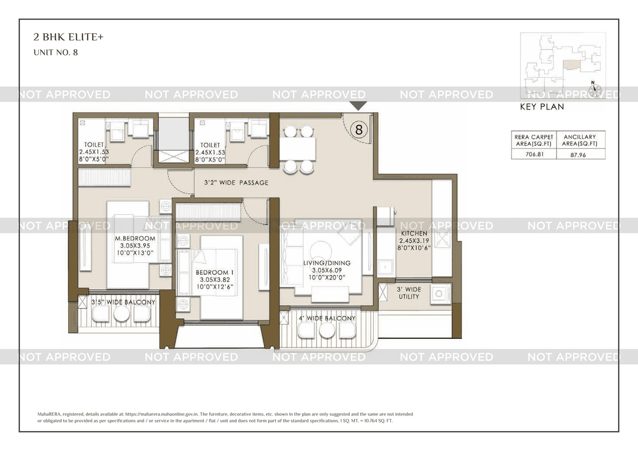 L&T Island Cove Tower 4 Unit plan - 794 sq.ft.