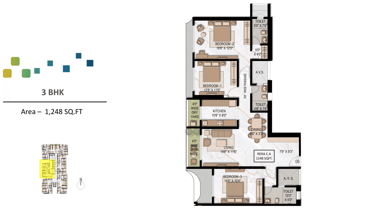 7 Elements Unit plan - 1248 sq.ft.