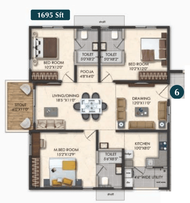 Honer Signatis Unit plan - 1095 sq.ft.