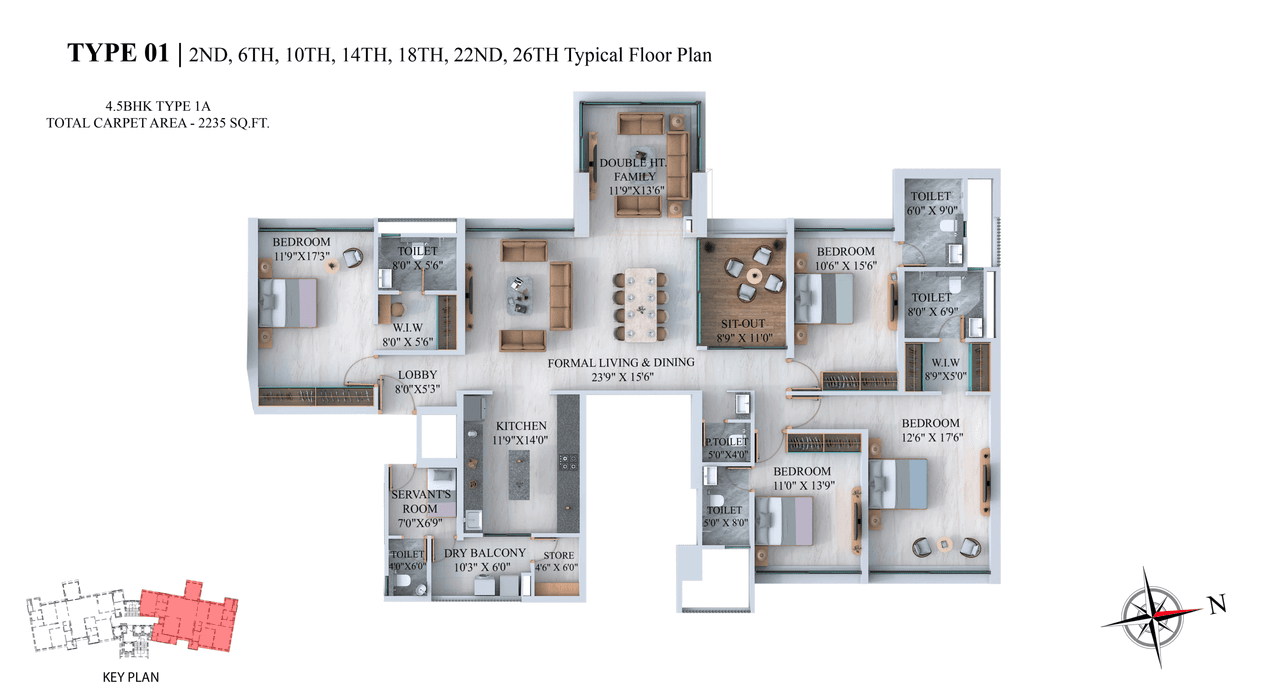 Kundan Balewadi Unit plan - 2235 sq.ft.