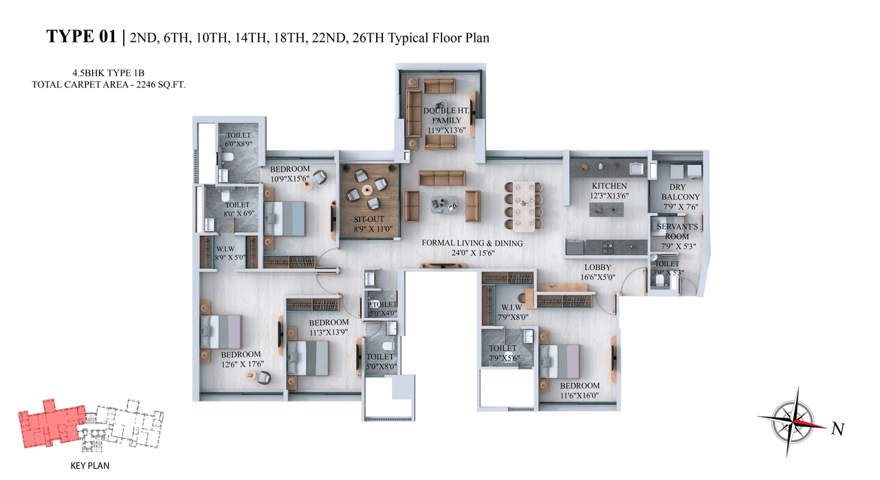 Kundan Balewadi Unit plan - 2246 sq.ft.