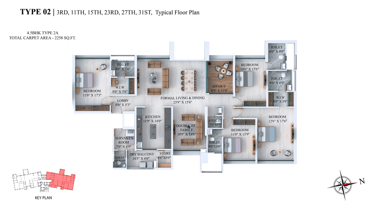 Kundan Balewadi Unit plan - 2258 sq.ft.