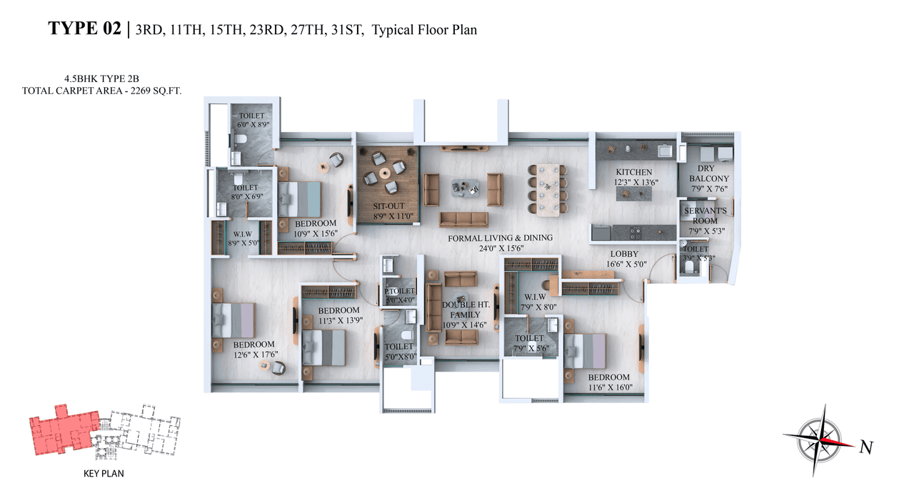 Kundan Balewadi Unit plan - 2269 sq.ft.