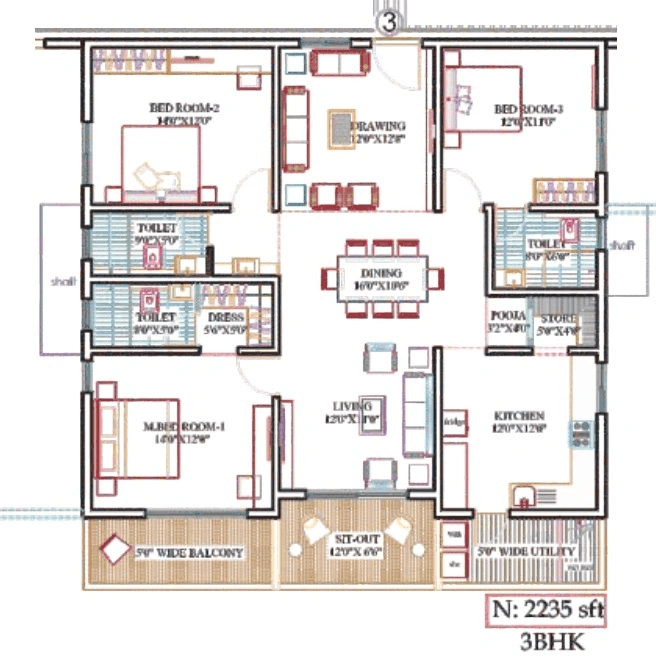Vertex Autograph Unit plan - 1564 sq.ft.