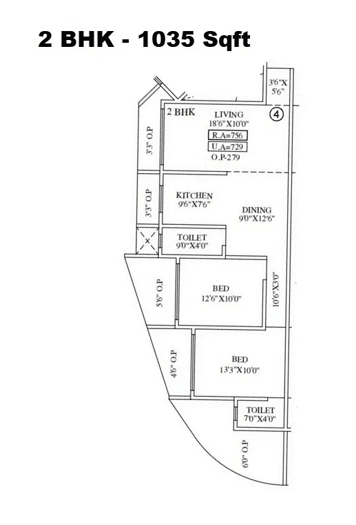 Estquire Arunoday Unit plan - 1035 sq.ft.