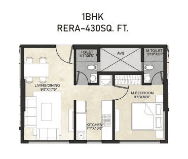 Kaustubh Park 91 Unit plan - 430 sq.ft.