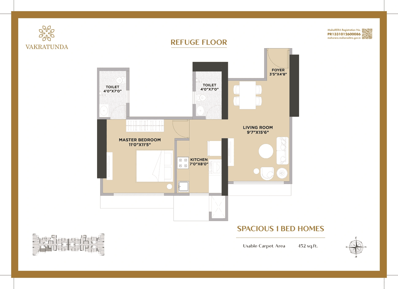 Vakratunda Anantaraa Unit plan - 452 sq.ft.