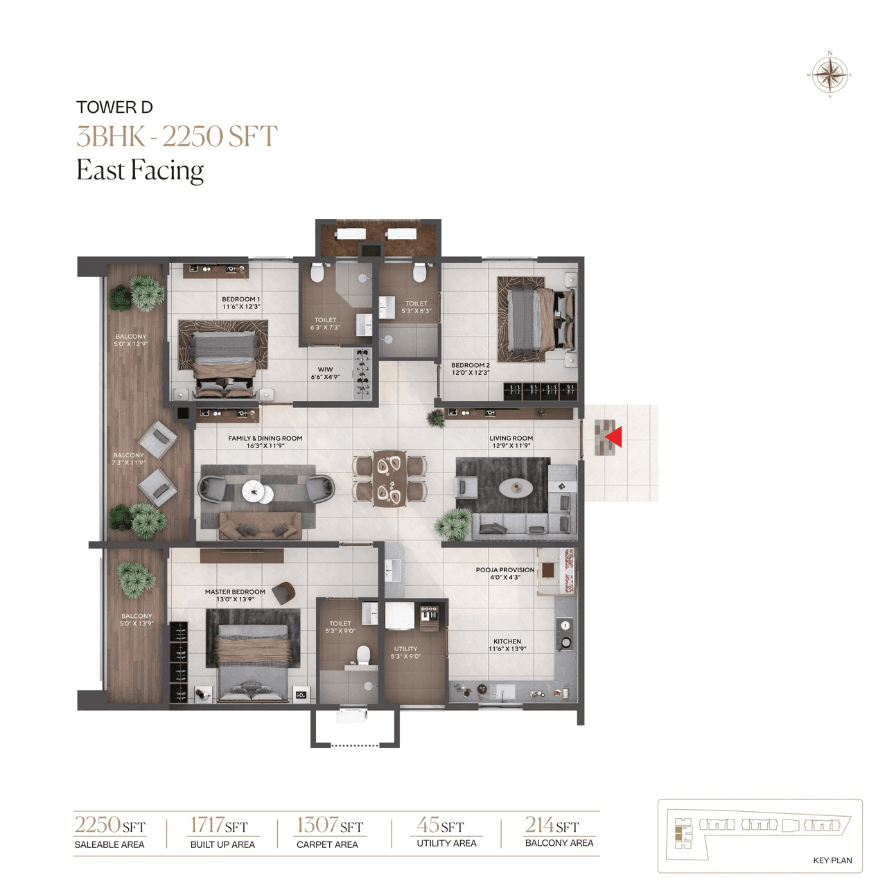 Sonthalia Ecorise by Sreenivasa Unit plan - 1306 sq.ft.