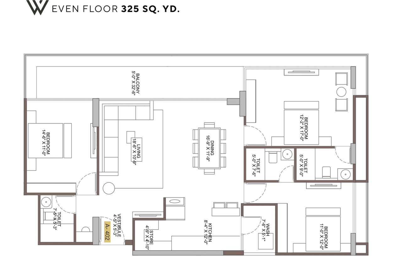 Seventh Westpark Unit plan - 1521 sq.ft.