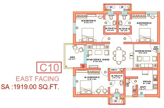 Linq by Raghava Unit plan - 1343 sq.ft.