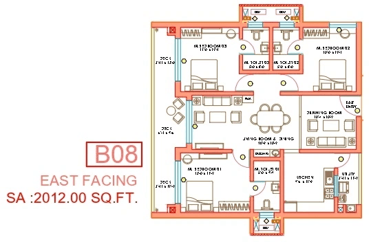 Linq by Raghava Unit plan - 1408 sq.ft.