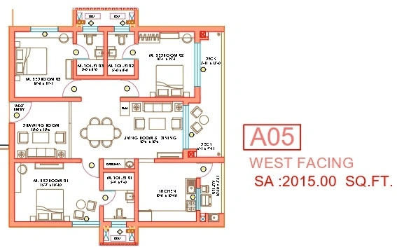 Linq by Raghava Unit plan - 1410 sq.ft.