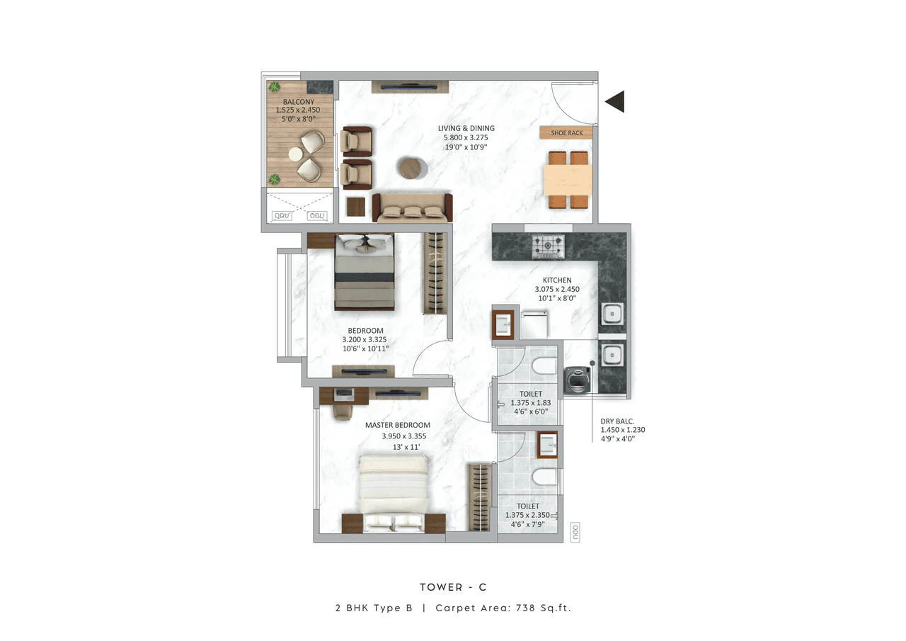 Krisala 41 Aventis Unit plan - 738 sq.ft.