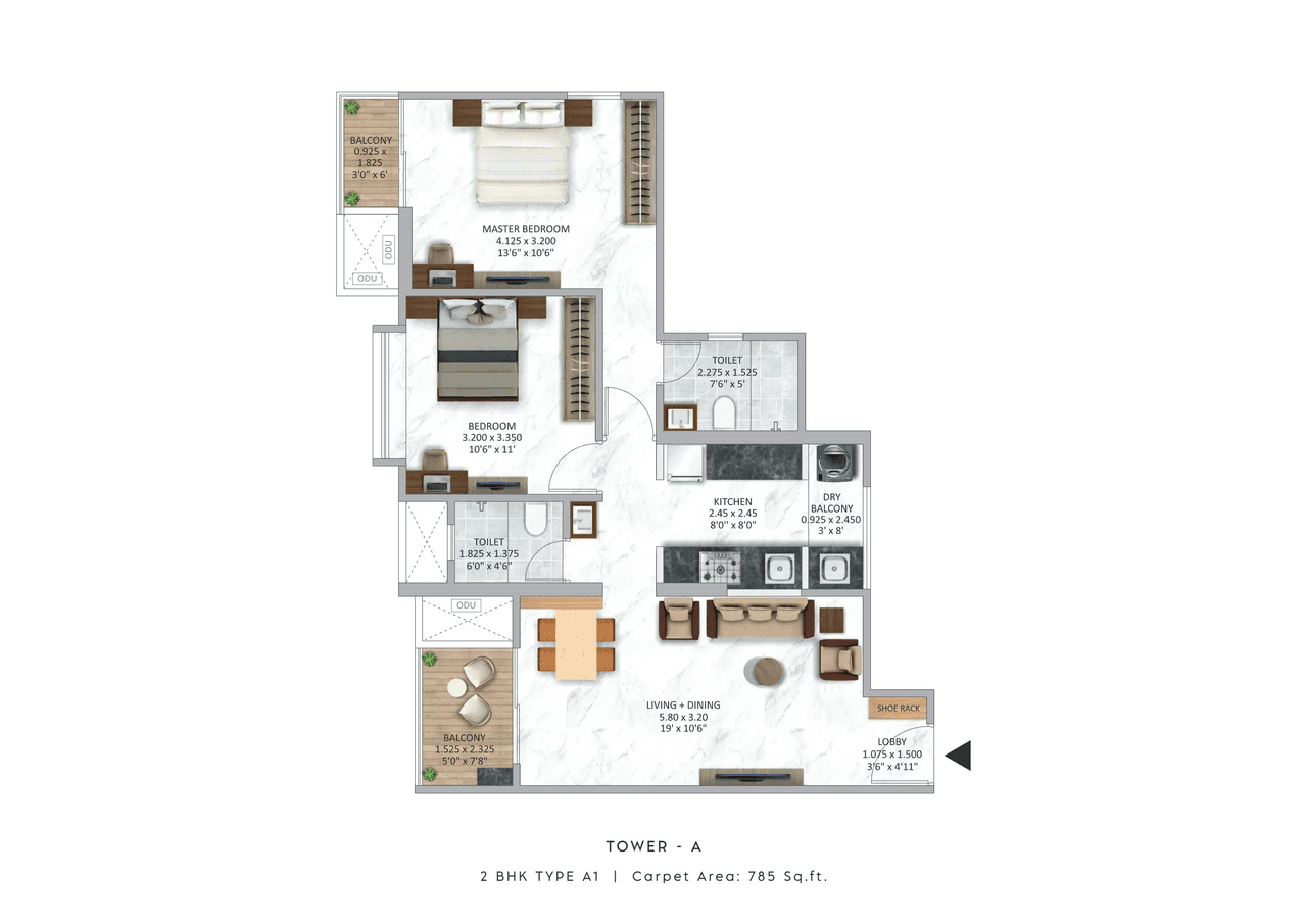 Krisala 41 Aventis Unit plan - 785 sq.ft.
