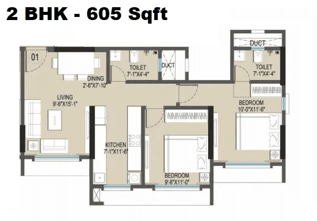 Empire Fairmont Unit plan - 605 sq.ft.