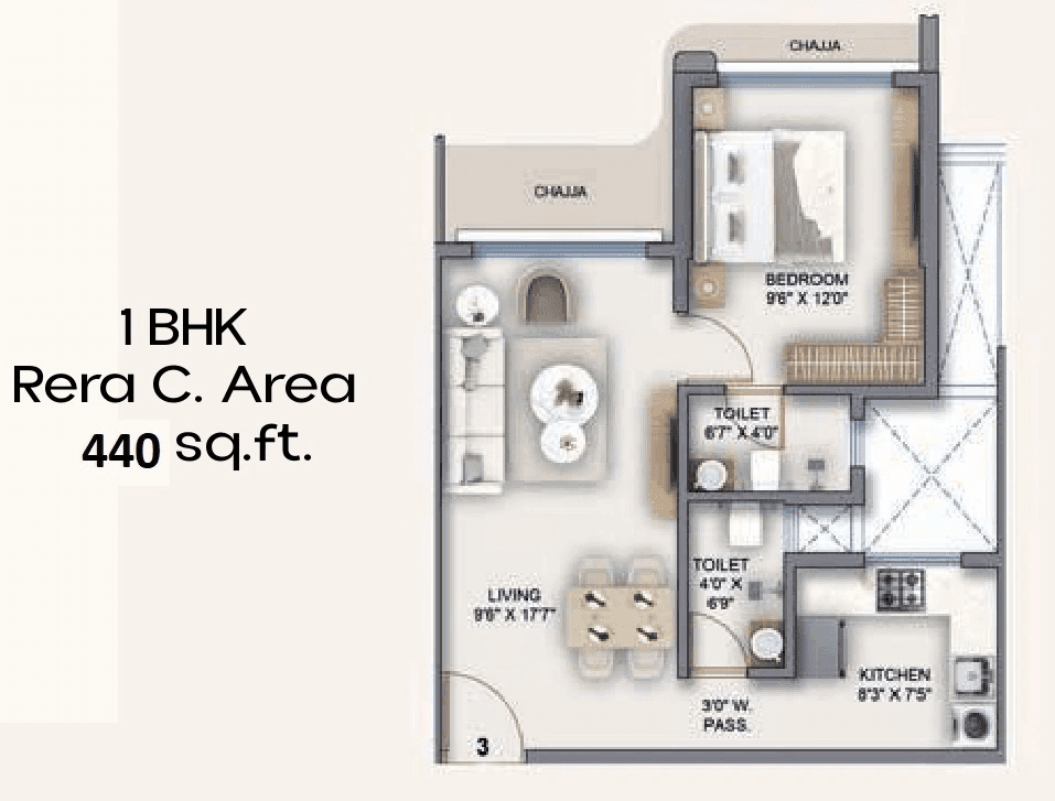 Presidence Marina Unit plan - 440 sq.ft.