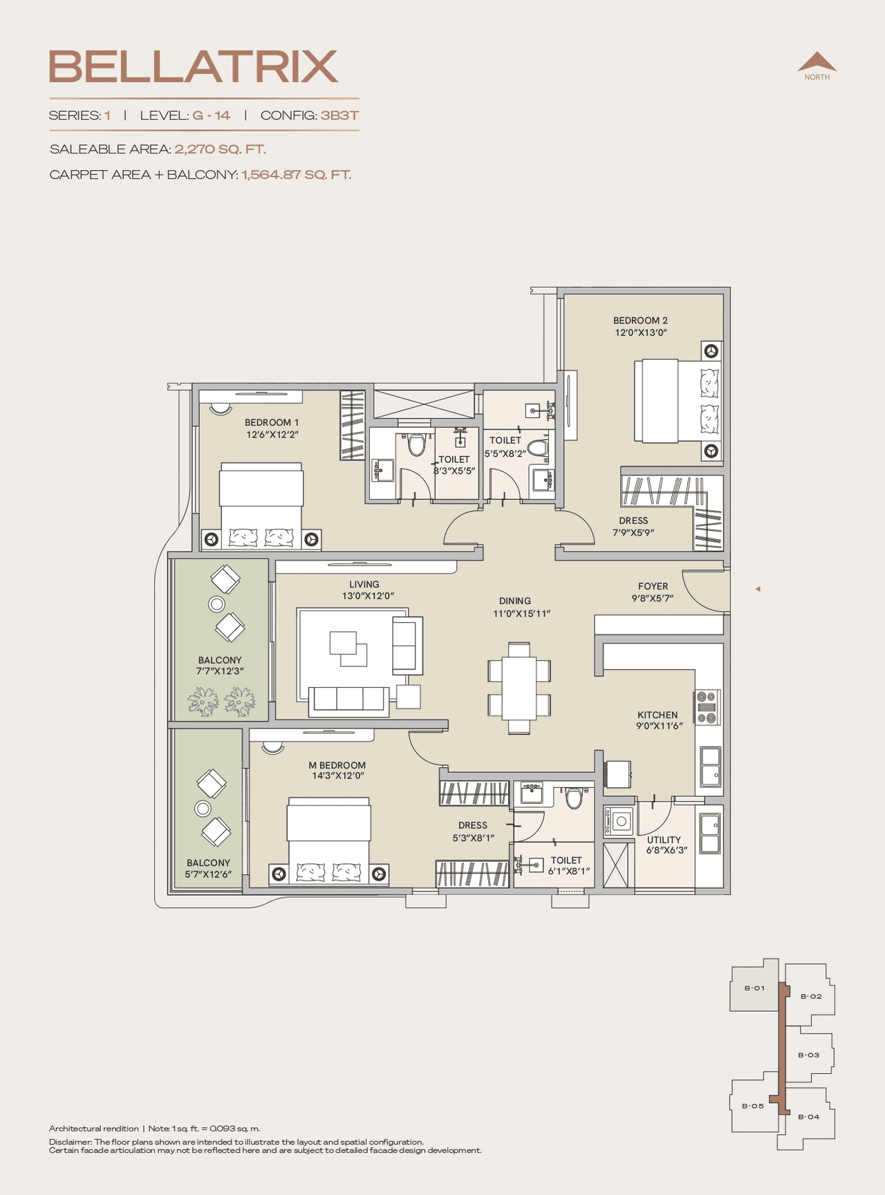 Century Jakkur Unit plan - 1564 sq.ft.