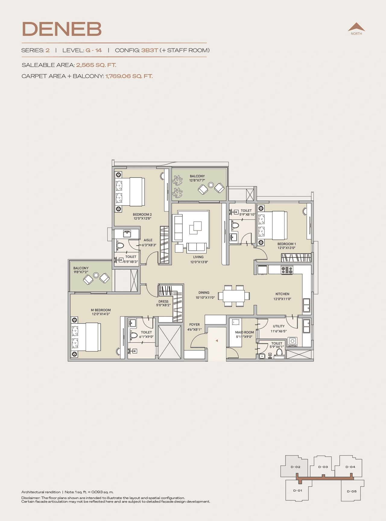 Century Jakkur Unit plan - 1769 sq.ft.