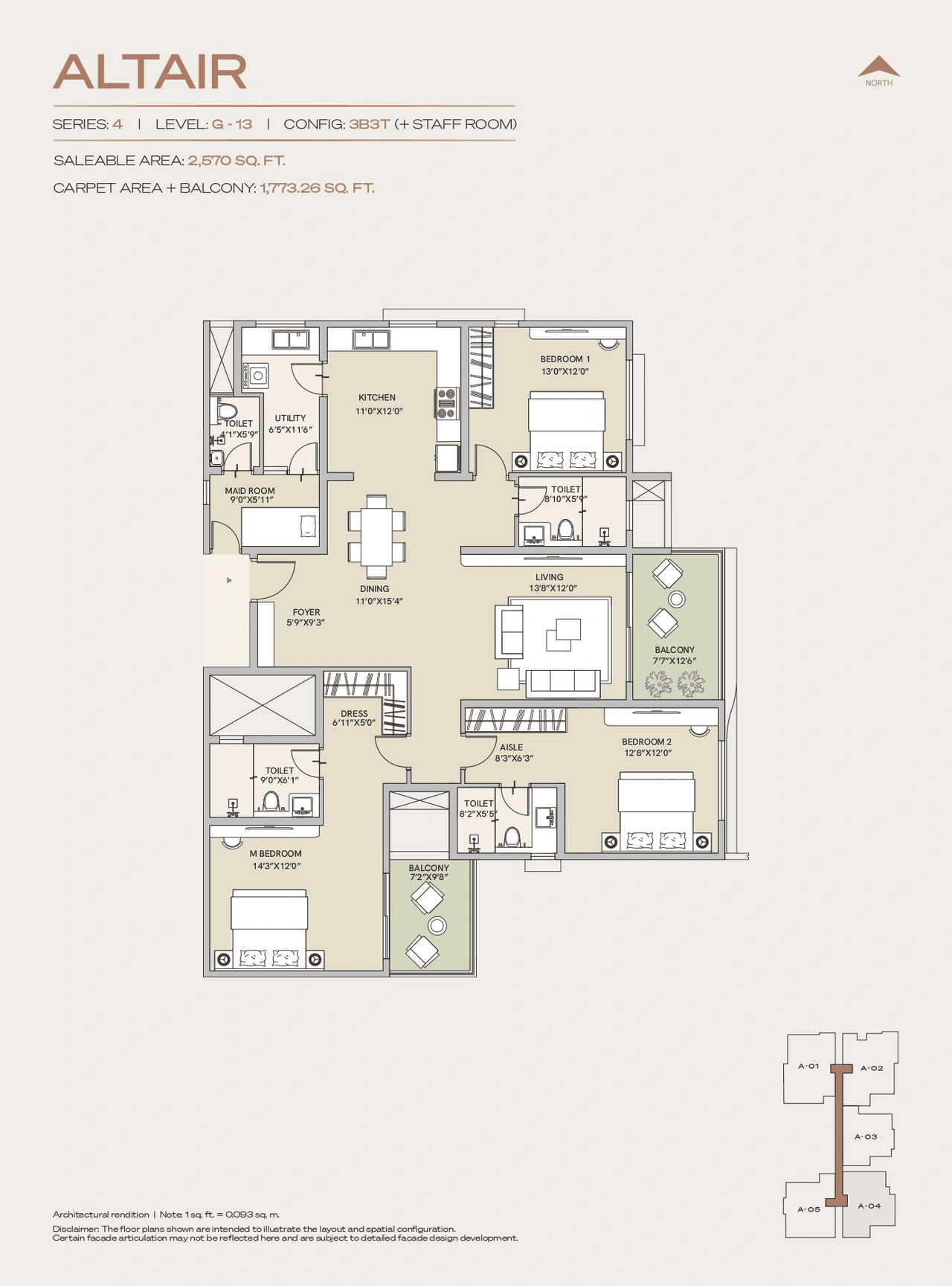 Century Jakkur Unit plan - 1773 sq.ft.
