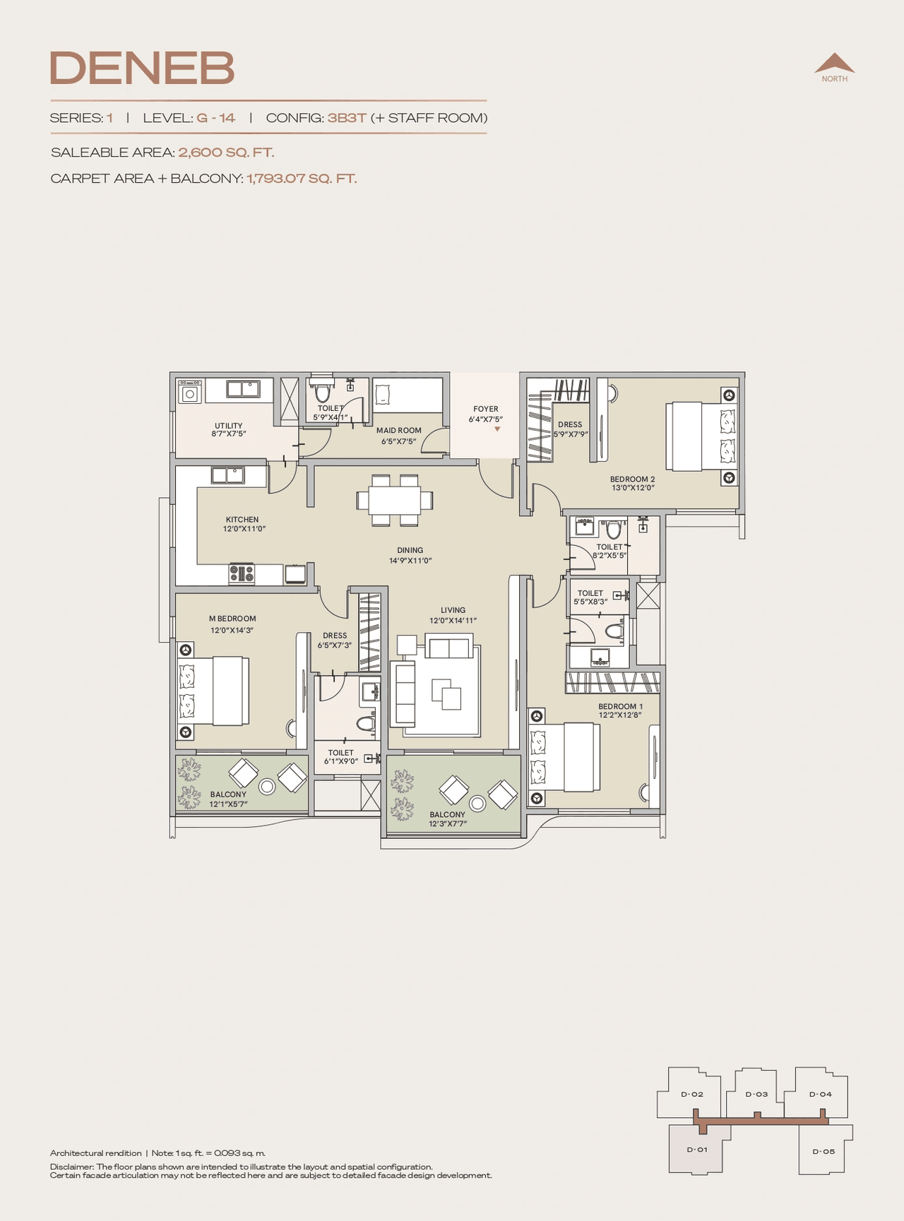 Century Jakkur Unit plan - 1793 sq.ft.