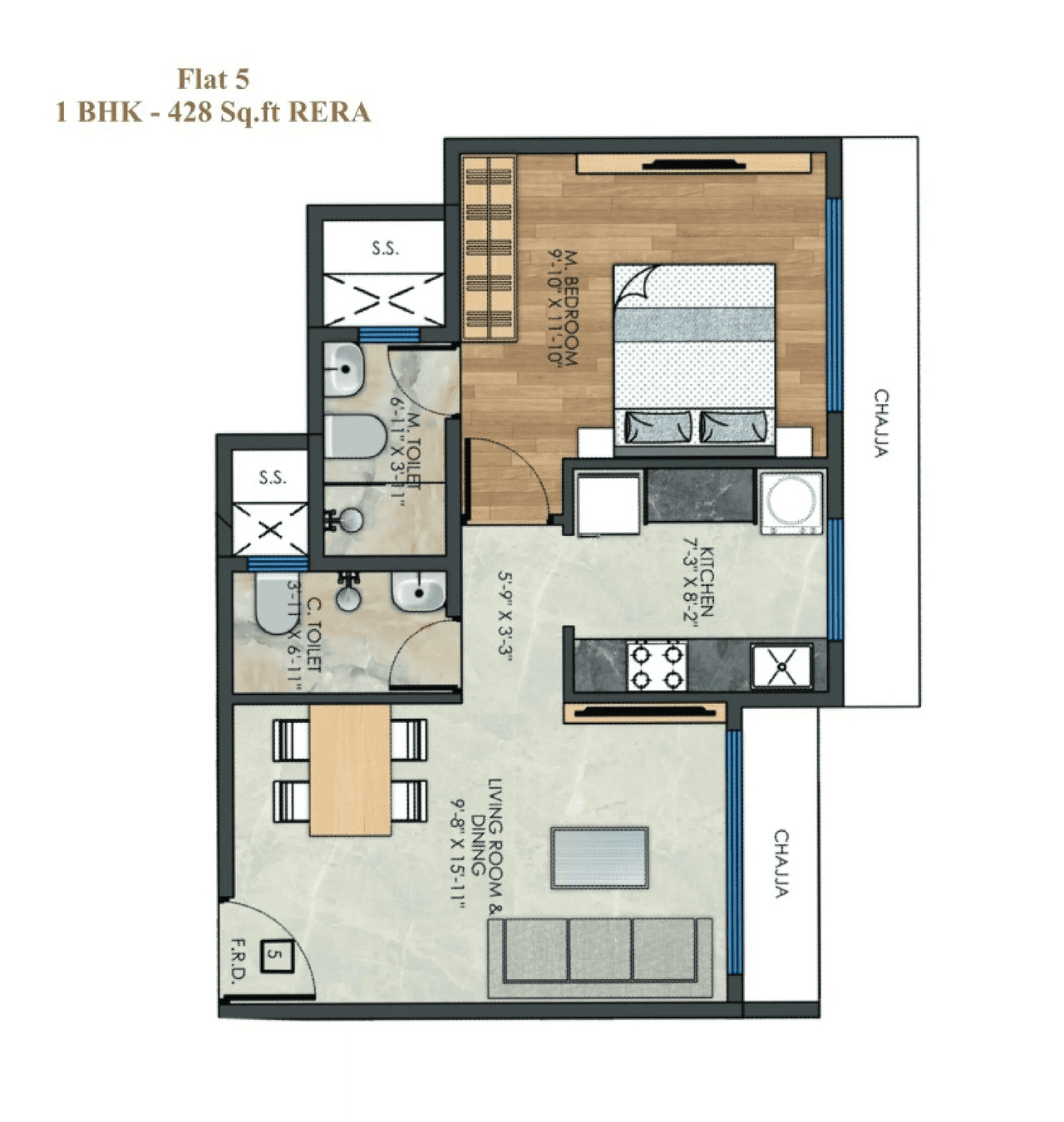 Modis Rashmi Manorath Unit plan - 428 sq.ft.