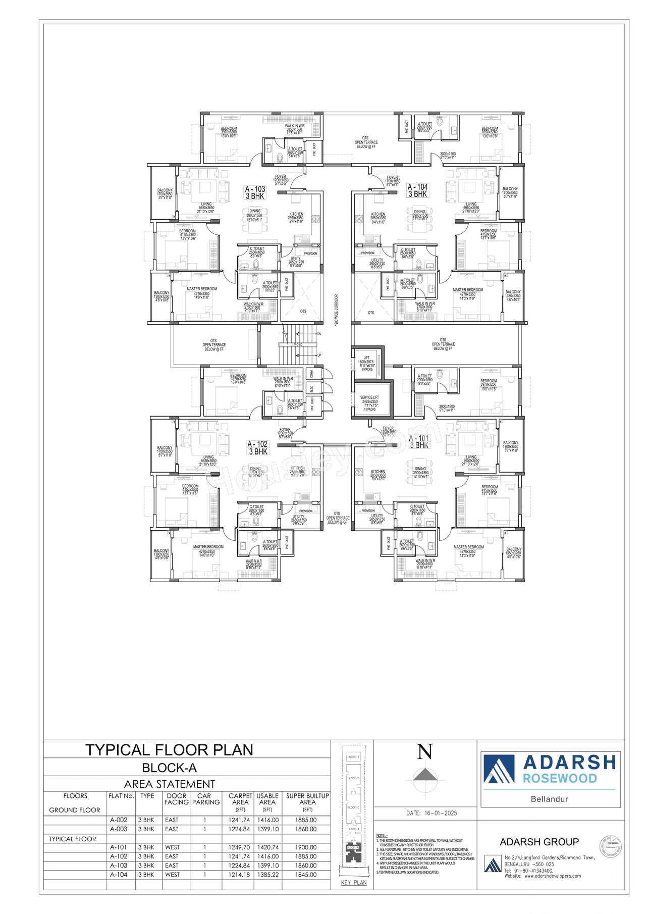 Adarsh Rosewood Floor plan 1