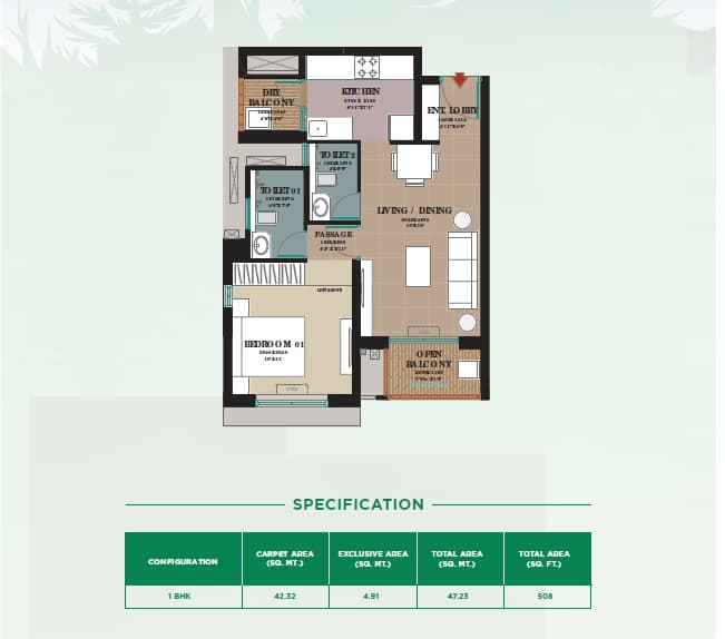 Unit plan - 508 sq.ft.