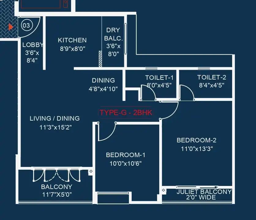 Unit plan - 808 sq.ft.