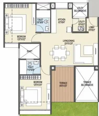 Unit plan - 1342 sq.ft.