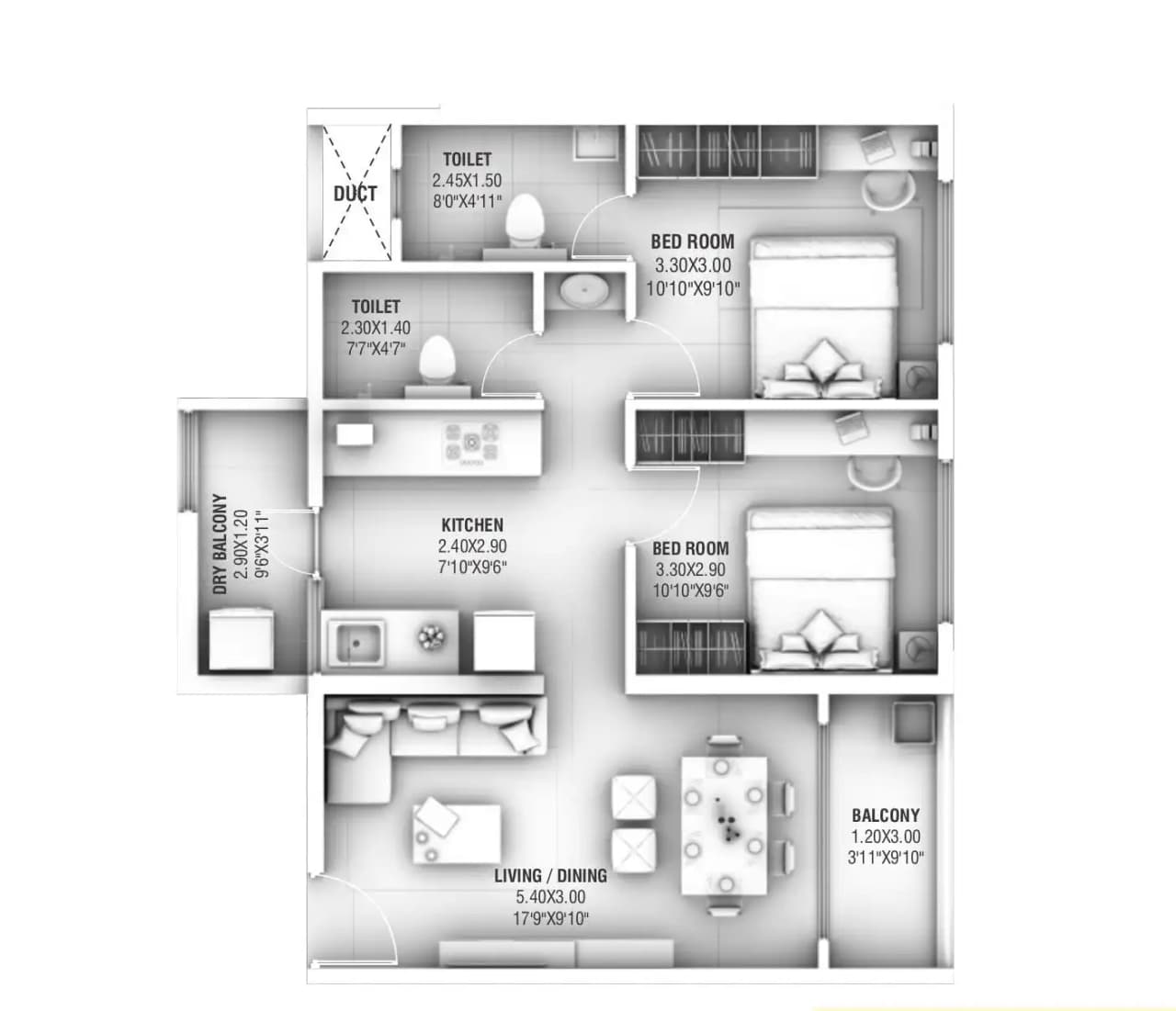Unit plan - 692 sq.ft.