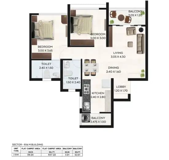 Unit plan - 701 sq.ft.
