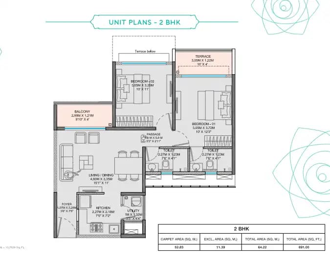 Unit plan - 691 sq.ft.