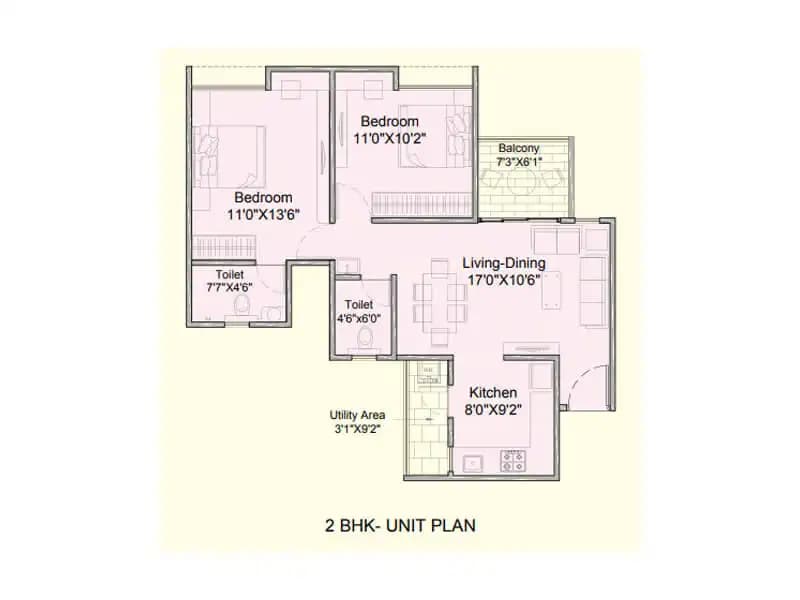 Unit plan - 718 sq.ft.