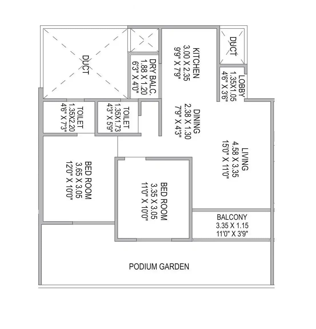 Unit plan - 710 sq.ft.