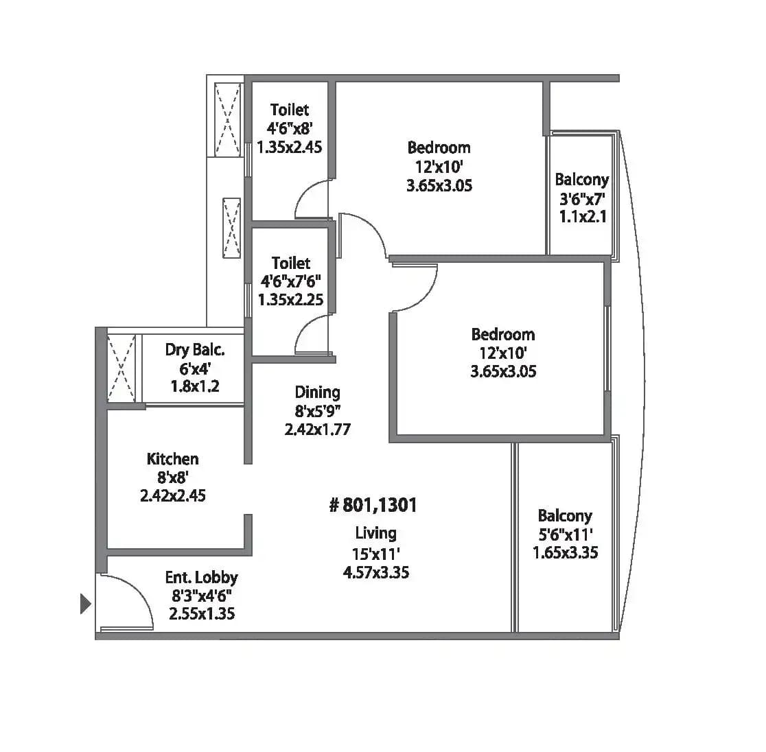 Unit plan - 782 sq.ft.