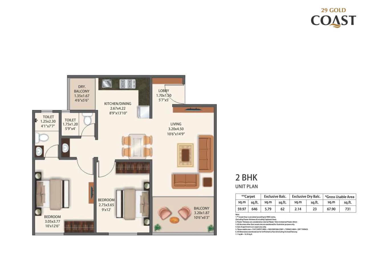 Unit plan - 731 sq.ft.
