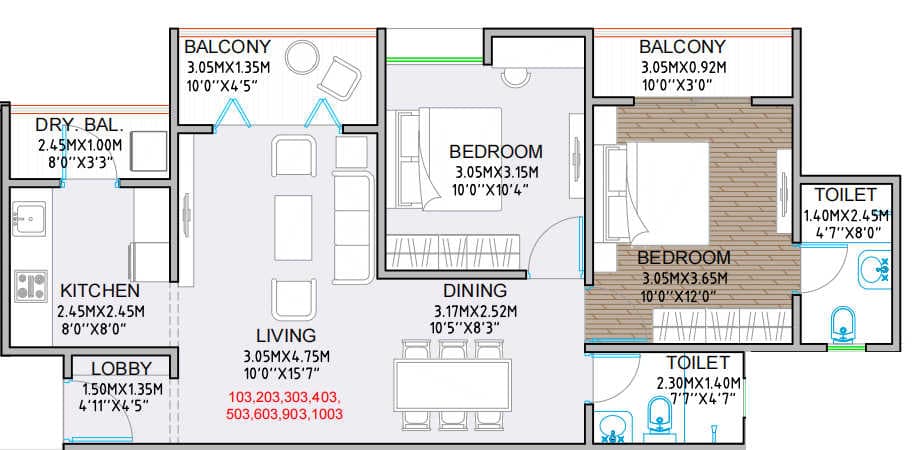 Unit plan - 777 sq.ft.