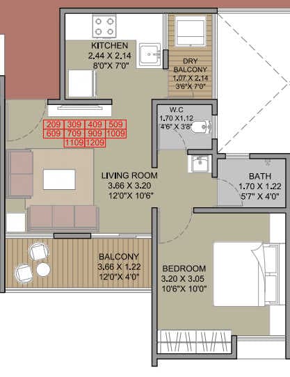 Unit plan - 457 sq.ft.