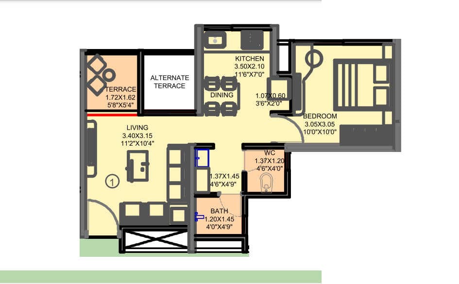 Unit plan - 423 sq.ft.