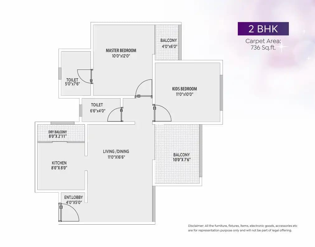 Unit plan - 736 sq.ft.