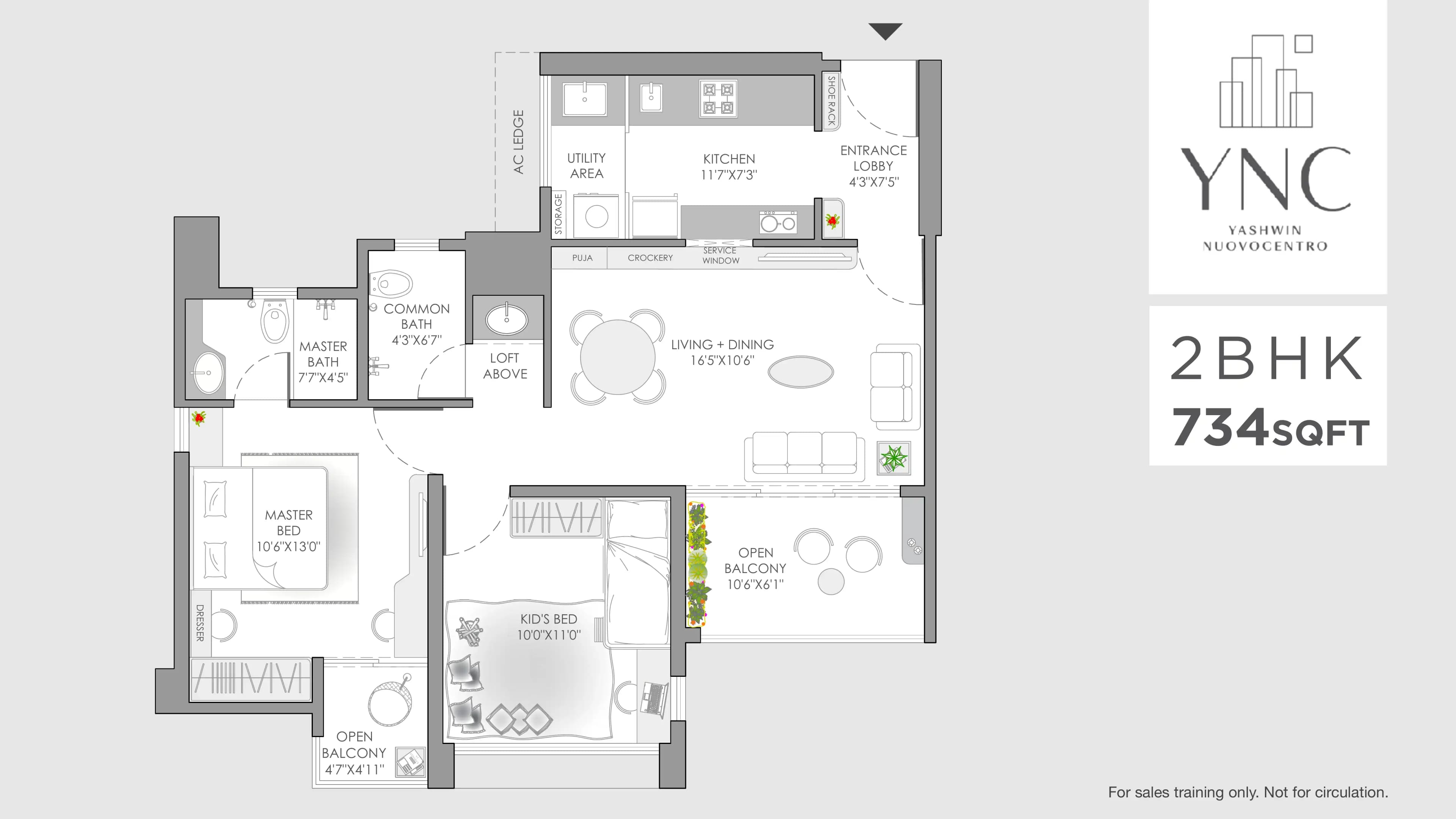 Unit plan - 734 sq.ft.