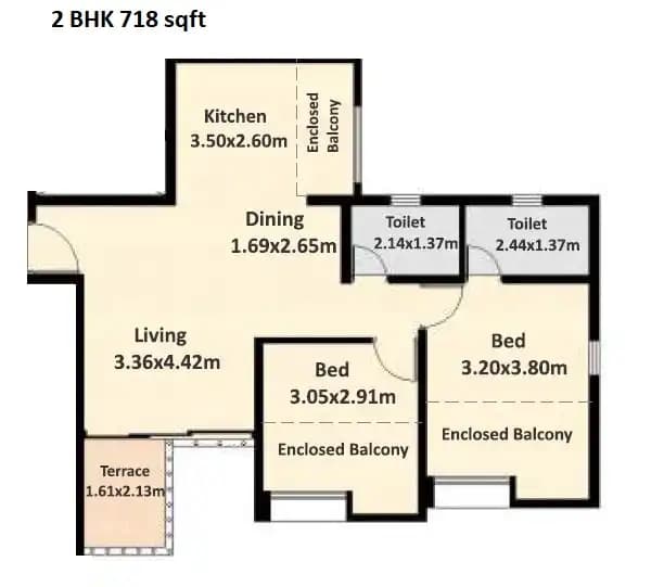 Unit plan - 718 sq.ft.
