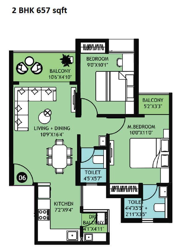 Unit plan - 657 sq.ft.