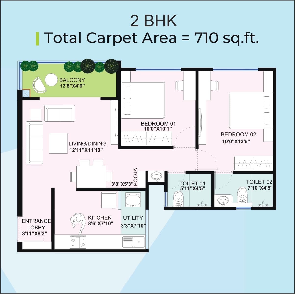 Unit plan - 710 sq.ft.
