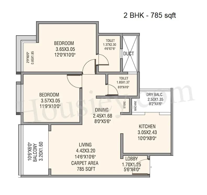 Unit plan - 785 sq.ft.