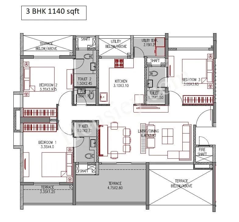 Unit plan - 1140 sq.ft.