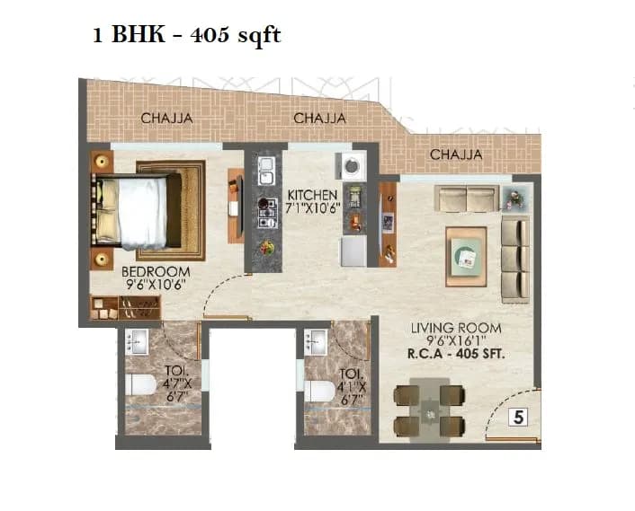 Unit plan - 405 sq.ft.