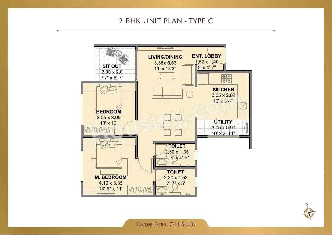 Unit plan - 744 sq.ft.